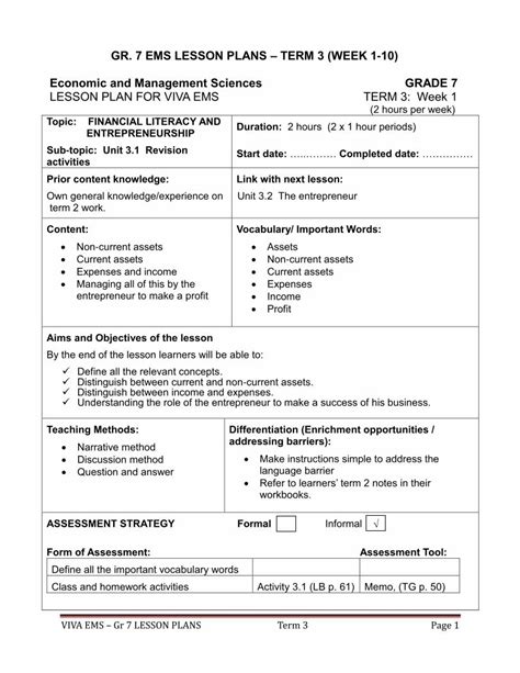 Pdf Gr Ems Lesson Plans Term Week Vivlia Co Za