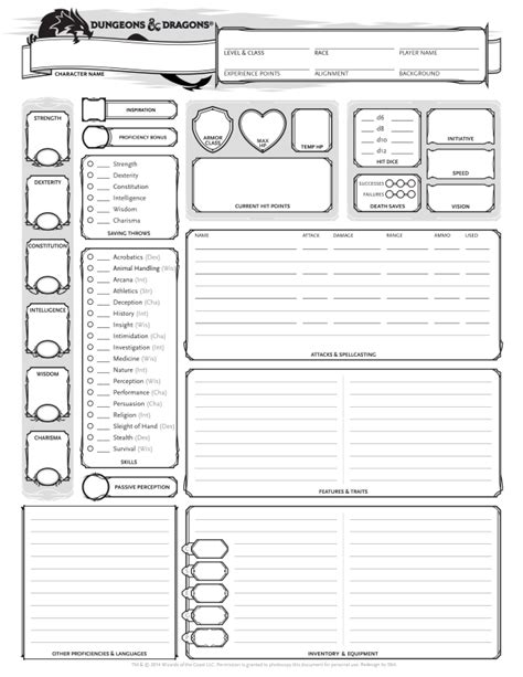 Printable Character Sheet Dnd