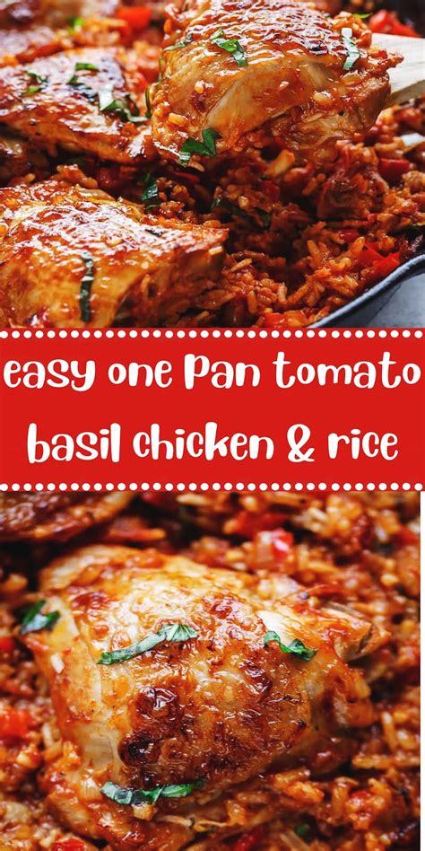 Easy One Pan Tomato Basil Chicken Rice Recipe Kuenak