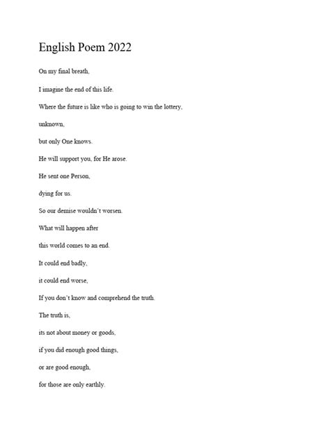 English Poem 2022 Pdf