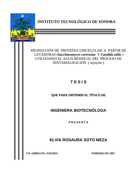 Pdf Producci N De Prote Na Unicelular A Partir De Biblioteca Itson