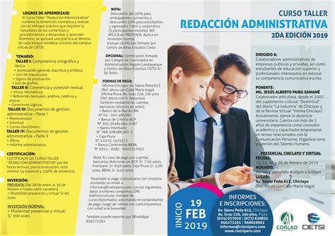 CURSO TALLER REDACCIÓN ADMINISTRATIVA 2019