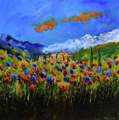 Tuscan Village Amid Poppies Painting By Brandon Varela Fine Art America