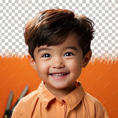 Premium Psd A Content Preschooler Boy With Short Hair From The Asian