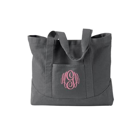 Monogrammed Tote Bag Personalized Canvas Tote Bag With Embroidered Monogram 5 Bag Colors Etsy