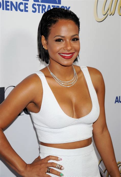 Christina Milian Busty Showing Huge Cleavage In White Porn Pictures