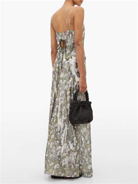 Buy Ganni Metallic Floral Print Slip Dress Silver At 70 Off