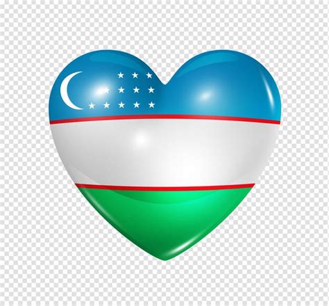 Premium Psd D Heart Uzbekistan Flag Icon Isolated