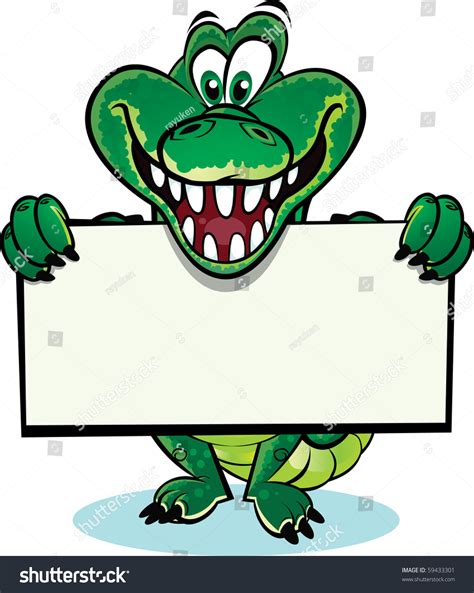 Crocodile Holding Sign Stock Vector Illustration 59433301 Shutterstock