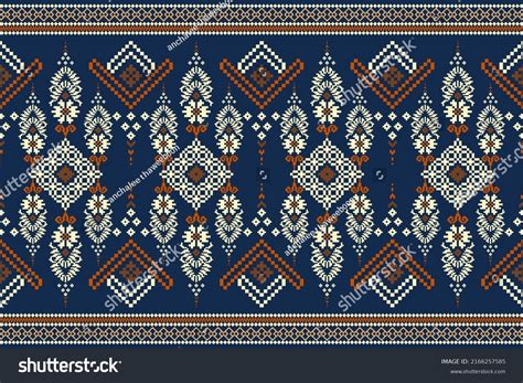 Beautiful Knitted Embroidery Geometric Ethnic Oriental Pattern