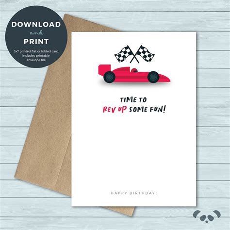 Printable Birthday Card Race Car Fast Sports Car Birthday Card