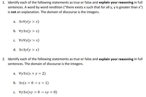 Solved Identify Each Of The Following Statements As True Or Chegg