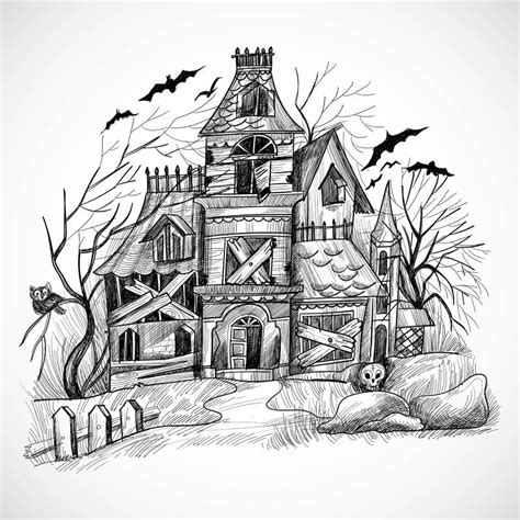 Haunted House Sketch Stock Illustrations – 1,106 Haunted House Sketch ...