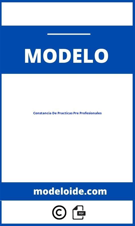 Modelo De Constancia De Practicas Pre Profesionales Formato Pdf Word