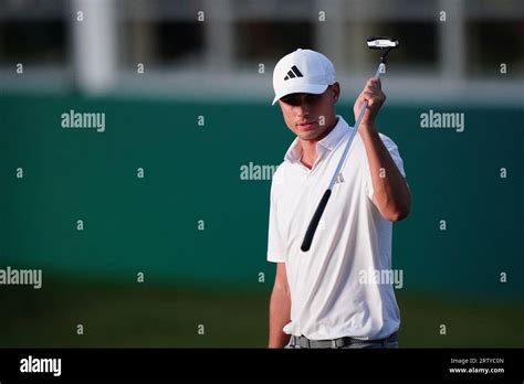 Ludvig Ãberg after finishing on day two of the 2023 BMW PGA