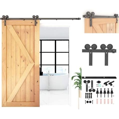 CCJH 5FT 153cm Pour Porte Simple Kit De Rail De Porte Coulissante