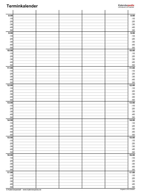 Tageskalender für PDF - Kalenderpedia