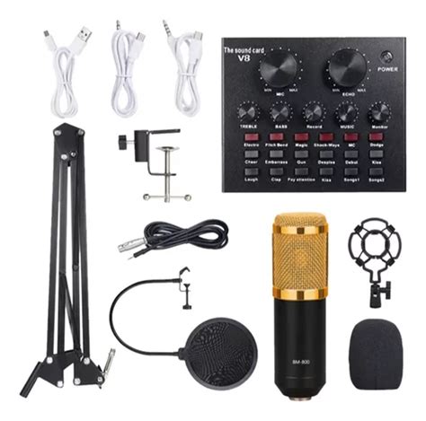 Kit De Microfone Bm800 Placa De Som V8 Professional Micr Frete grátis