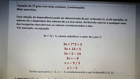 Equação De 1°grau Com Duas Variáveis Aula4 2b 7°ano Youtube