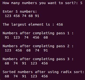 Sort Elements Using Radix Sort C Program