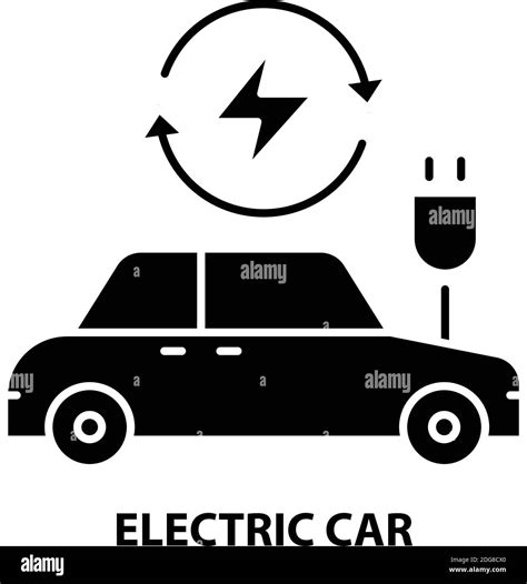 Electric Car Symbol Icon Black Vector Sign With Editable Strokes Concept Illustration Stock