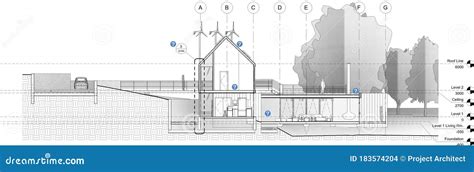 Architectural Sectional Elevation Design Illustration Stock ...