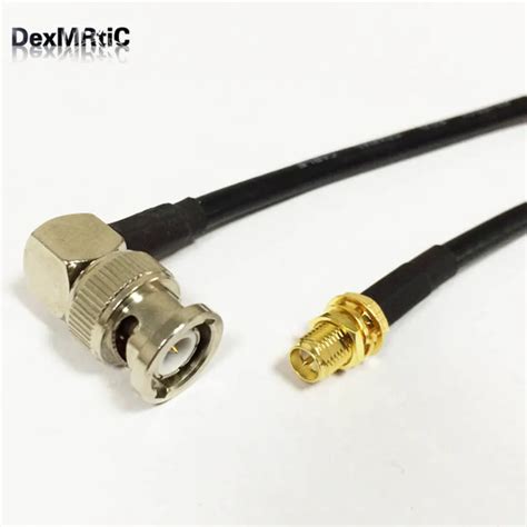 Bnc Male Right Angle 90 Degree To Rp Sma Female Nut Male Pin Jumper Cable Rg58 50cm 20