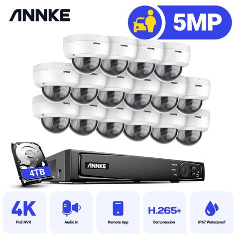 ANNKE H500 16CH 6MP NVR PoE IP Camera Security System 16pcs 5MP IP67