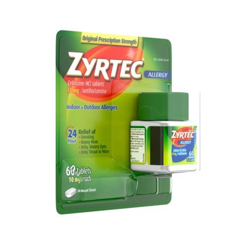 Zyrtec Hour Allergy Relief Tablets With Mg Cetirizine Hcl Ct