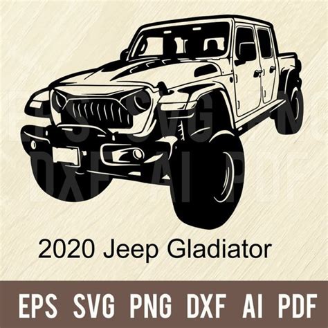 Jeep Gladiator 2020 - Cut SVG Decal in Black and White