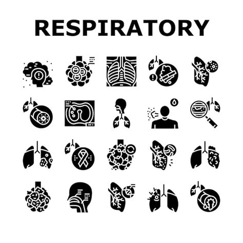 Premium Vector Respiratory Disease Collection Icons Set Vector