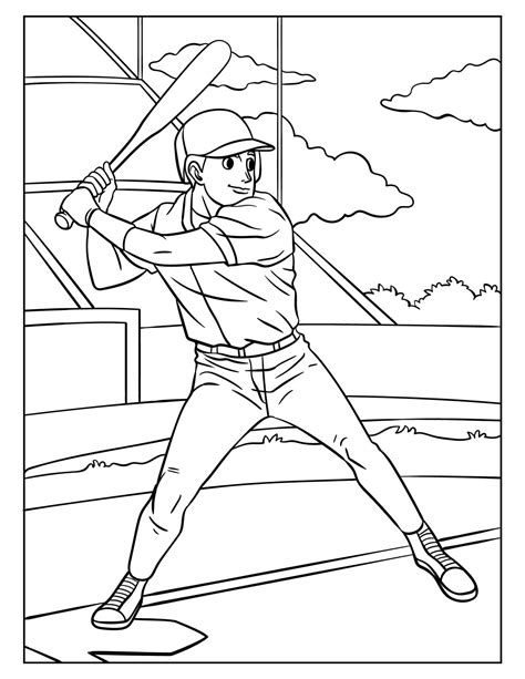 Baseball Coloring Page For Kids 11415621 Vector Art At Vecteezy