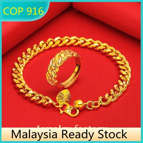 Gelang Tangan Emas Bangkok Cop Original Rantai Tangan Lelaki