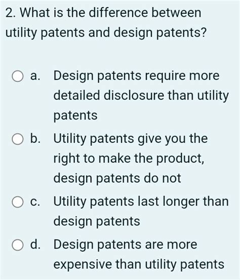 Solved What Is The Difference Between Utility Patents And Design