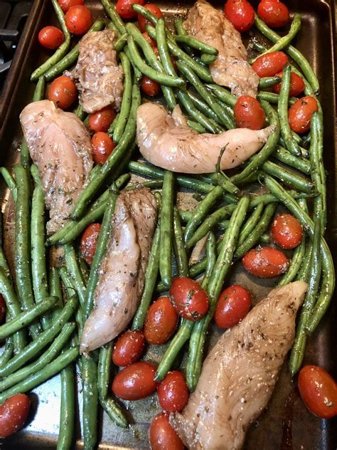 Sheet Pan Balsamic Chicken With Green Beans And Tomatoes Chicken