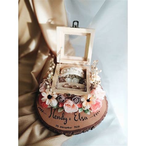 Jual Wooden Ring Box Kotak Cincin Kayu Tempat Cincin Rustic Shopee