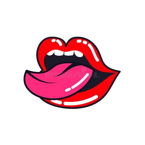 Female Lips Woman Mouth With A Tongue Teeth Stock Vector