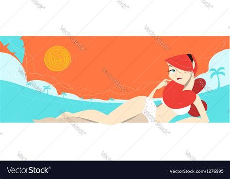 Sexy Redhead Beach Royalty Free Vector Image Vectorstock