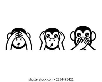 Gandhis Three Monkey Emoji Vector Set Stock Vector (Royalty Free ...