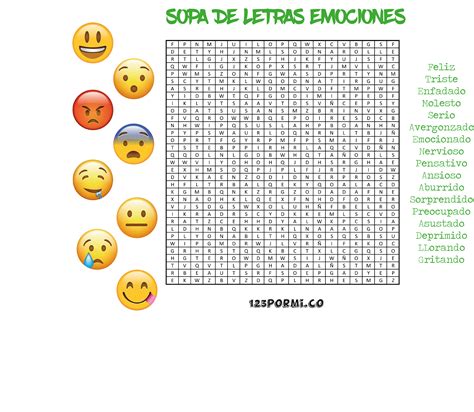 sopa de letras emociones  por mi