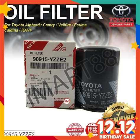 Original Toyota Oil Filter 90915 YZZE2 Penapis Minyak Harrier Alphard