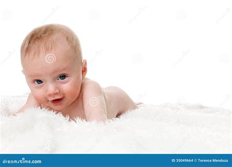 Smiling Blue Eyed Naked Baby Stock Photo Image Of Care Caucasian