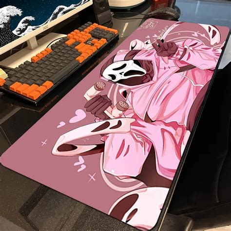 Pink Ghostface Mouse Pad Large Anime Keyboard Mat Desk Protector Gaming