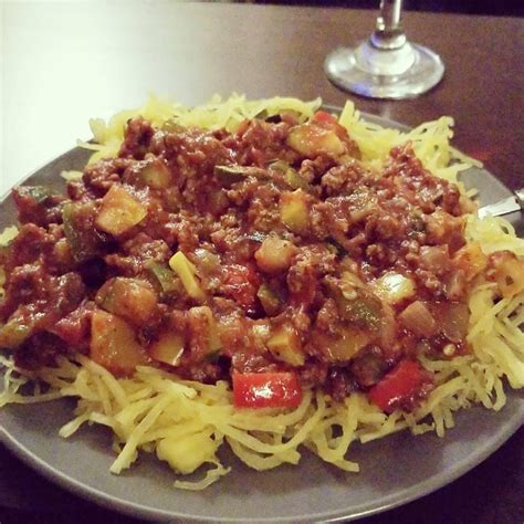 Spaghetti Squash Spaghetti With Meat Sauce Recipe