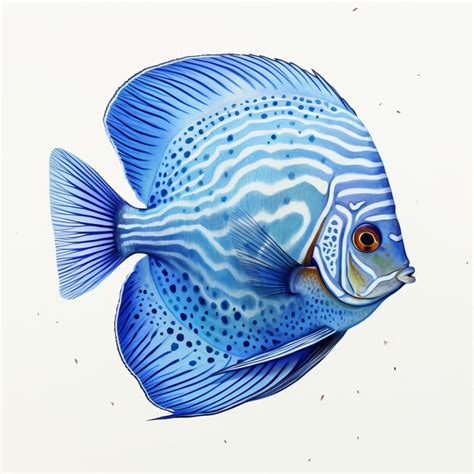 Premium Photo Blue Diamond Discus Fish Watercolour Painting On White