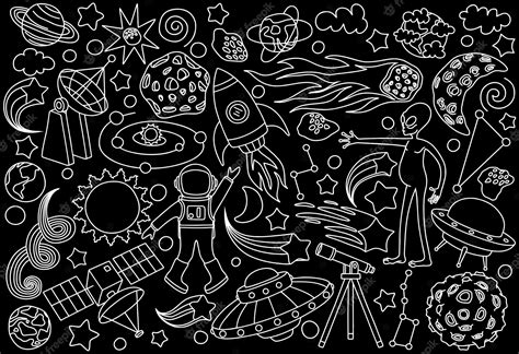 Premium Vector Hand Drawn Doodles Cartoon Set Of Space Objects