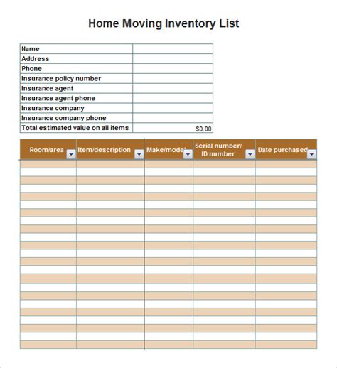 Inventory List Template | Free Word and Excel Templates