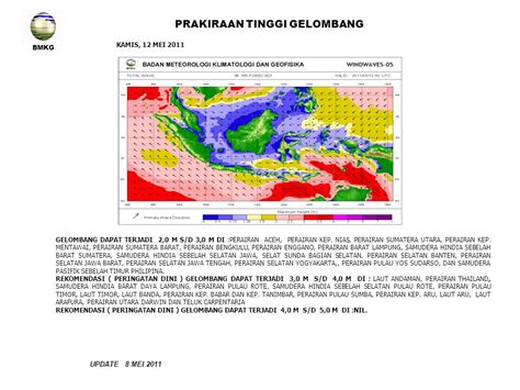 Jakarta 8 MEI BMKG PRAKIRAAN TINGGI GELOMBANG WARNING POTENSI HUJAN