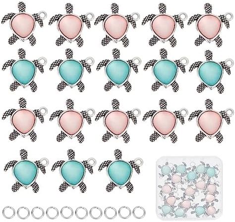 Amazon SUNNYCLUE 1 Box 40Pcs 20 Sets Turtle Charms Tortoise Charm