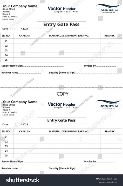 A Company Entry Gate Pass Template For Employee Royalty Free Stock